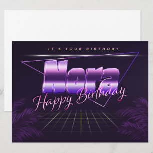 Nora Name Vorname lila retro Karte Geburtstag