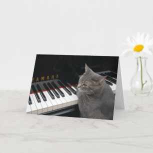 Nora The Piano Cat - Blank geklappte Karte - Stil 