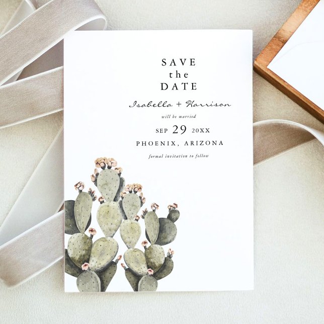 NORAH Bohemische Wasserfarbenkaktus Save the Date Einladung (Von Creator hochgeladen)
