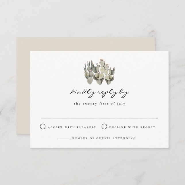 Norah - Prickly Pear Cactus Bohemisch RSVP Card Einladung (Vorne/Hinten)