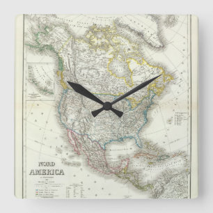 Nord Amerika Quadratische Wanduhr