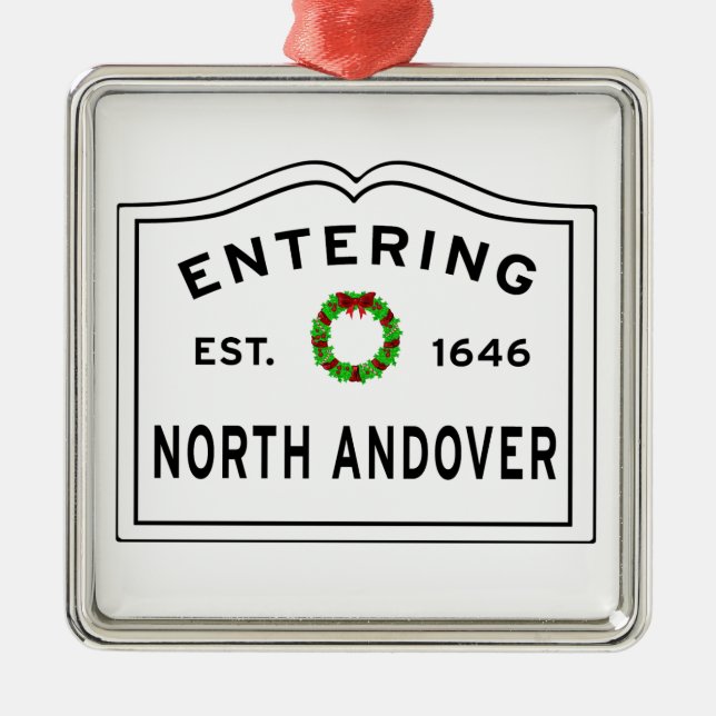 Nord Andover, MA Holiday Wreath Ornament Aus Metall (Vorne)