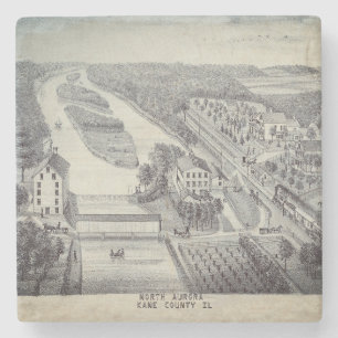 Nord Aurora Illinois Stone Lithograph 1871 Art Steinuntersetzer