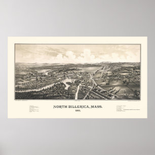 Nord Billerica, MA Panorama Karte - 1887 Poster