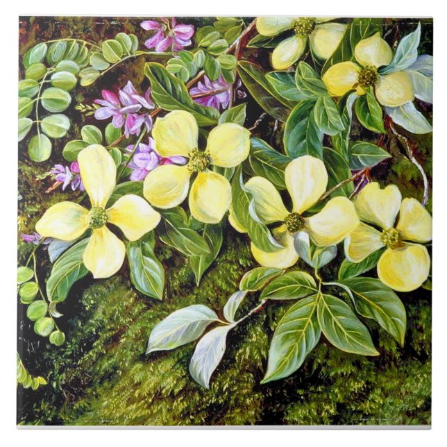 Nord - Blume eines Dogwood und eines Indizes Fliese (Vorderseite)