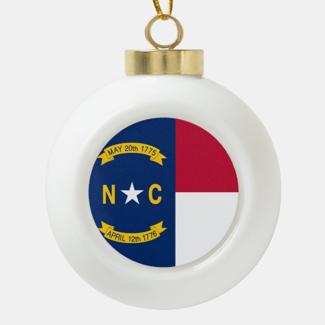 Nord-CarolinaStaats-Flagge Keramik Kugel-Ornament (Vorderseite)
