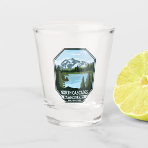 Nord Cascades Nationalpark Minimal Retro Emblem Schnapsglas
