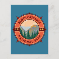 Nord Cascades Nationalpark Retro Kompass Emblem