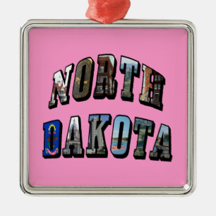Nord-Dakota-Bildtext Ornament Aus Metall