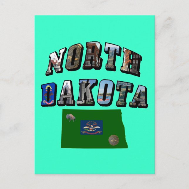 Nord-Dakota-Bildtext Postkarte (Vorderseite)