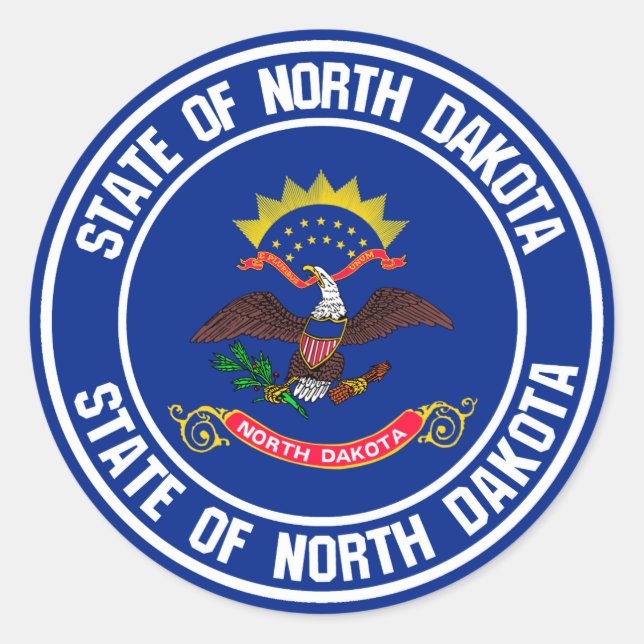 Nord-Dakota-RundEmblem Runder Aufkleber (Vorderseite)