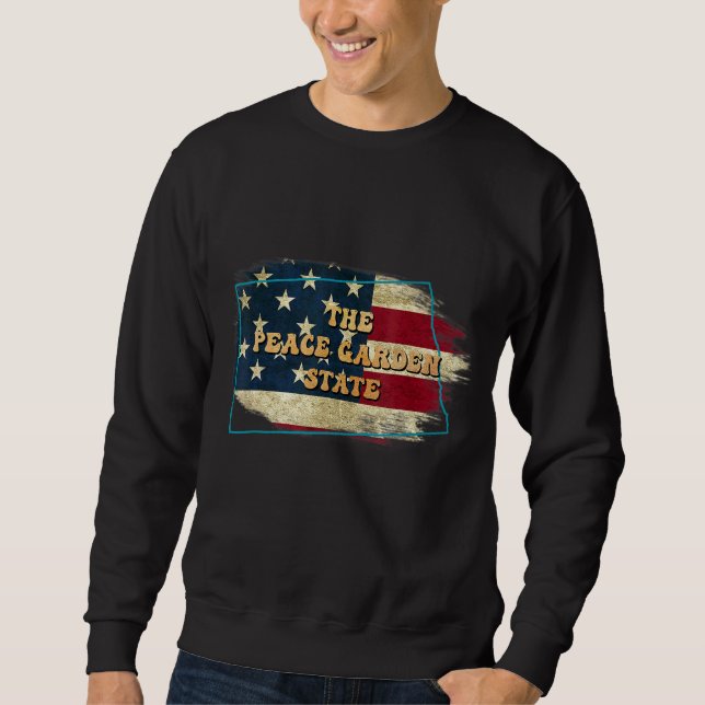 Nord-Dakota und US-Flaggenmotto Sweatshirt (Vorderseite)