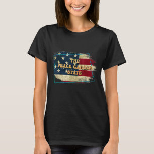 Nord-Dakota und US-Flaggenmotto T-Shirt