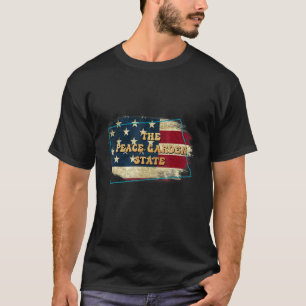 Nord-Dakota und US-Flaggenmotto T-Shirt