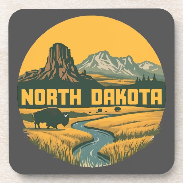 Nord Dakota USA Getränkeuntersetzer (Vorderseite)