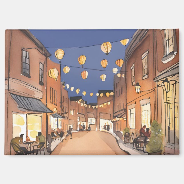 Nord End Italienischer Bezirk Boston Watercolor Magnet (Vorderseite)