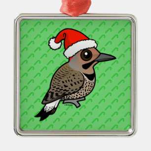 Nord-Flicker-Weihnachtsmann (gelb gekreuzt) Silbernes Ornament