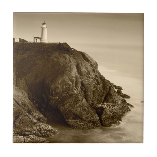 Nord-Head-Leuchtturm| Fort Canby Staat Park, WA Fliese (Vorderseite)
