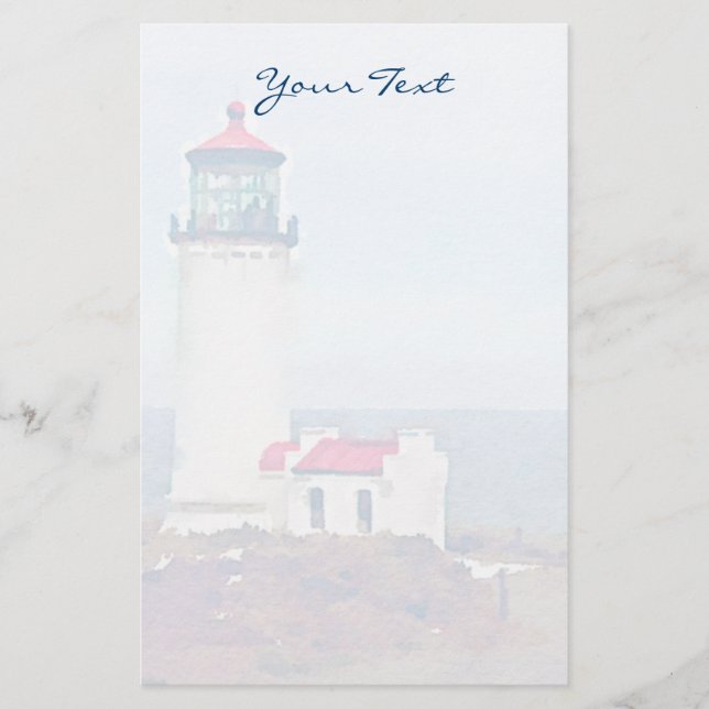 Nord Head Leuchtturm Ilwaco, WA Aquarell Print Briefpapier (Vorderseite)