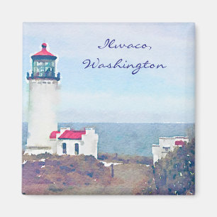Nord Head Leuchtturm Ilwaco, WA Aquarelldruck Magnet