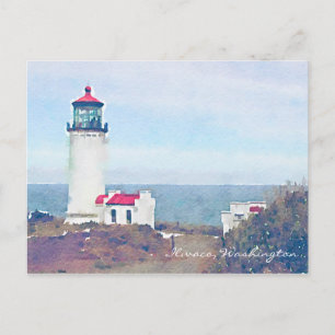 Nord Head Leuchtturm Ilwaco, WA Aquarelldruck Postkarte