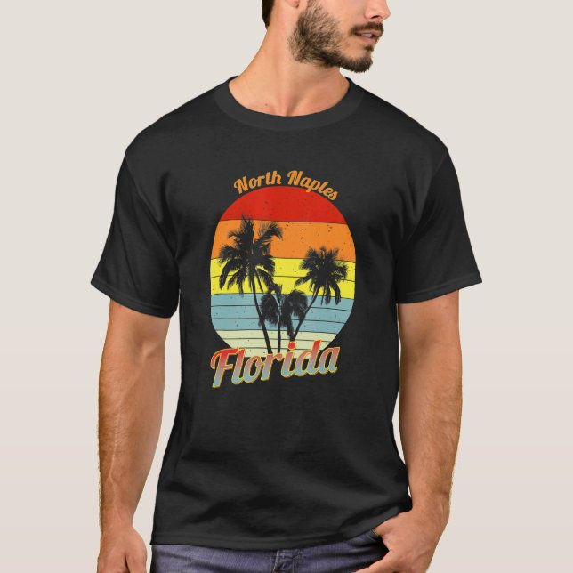 Nord-Neapel Florida Retro Tropische Palmen Vac T-Shirt (Vorderseite)