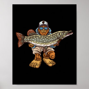 Nord-Pike Fischerei Bigfoot Jagd Fischer Poster