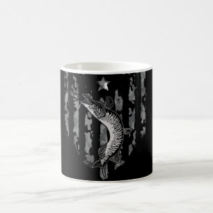 Nord-Pike Tiger Musky Fischen American Flag Kaffeetasse