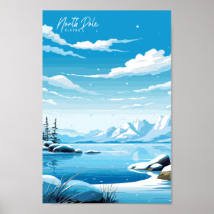 Nord-Pole Alaska Vintage Illustration Poster