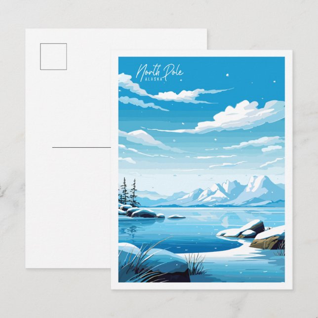 Nord-Pole Alaska Vintage Illustration Postkarte (Vorne/Hinten)