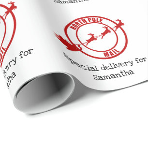 Nord-Pole-Santa-Mail-Rentiere Weihnachten Geschenkpapier