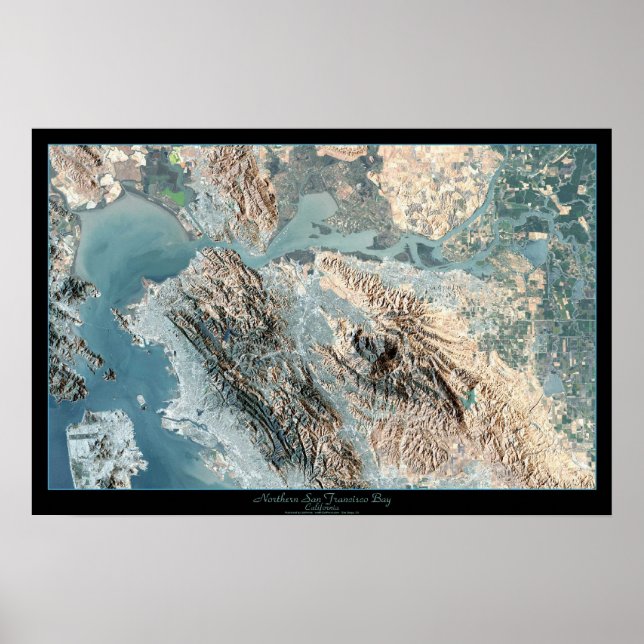 Nord-San Francisco, CA-Satelliten-Druck Poster (Vorne)