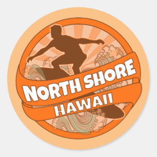 Nord Shore Hawaii Surfer Logo-Aufkleber Runder Aufkleber