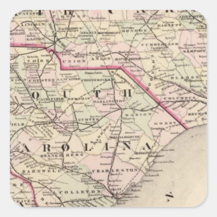 Nord-Süd-Carolina 4 Quadratischer Aufkleber