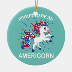 Nord-Südamerika Unicorn 4. Juli Girls Americorn Keramik Ornament