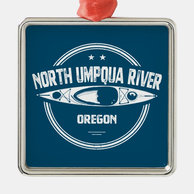 Nord Umpqua Fluss Oregon Kayak Ornament Aus Metall (Vorne)