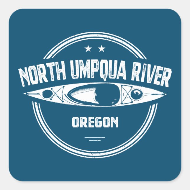 Nord Umpqua Fluss Oregon Kayak Quadratischer Aufkleber (Vorderseite)