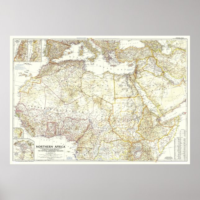 " Nordafrika: 1954 Detaillierte MAP ... Poster (Vorne)