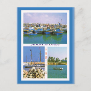 Nordafrika, Jerba, Tunesien, Boote im Hafen Postkarte