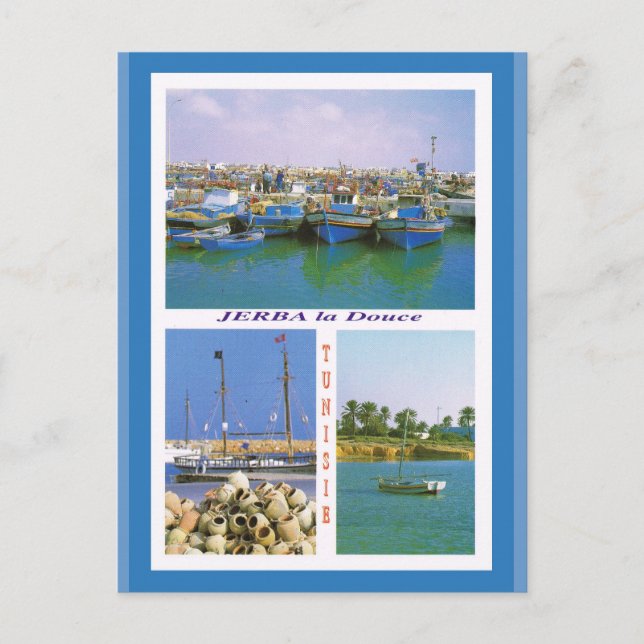 Nordafrika, Jerba, Tunesien, Schiffe im Hafen Postkarte (Vorderseite)