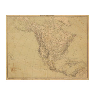 Nordamerika-Atlas-Karte, die indische Stämme zeigt Holzleinwand