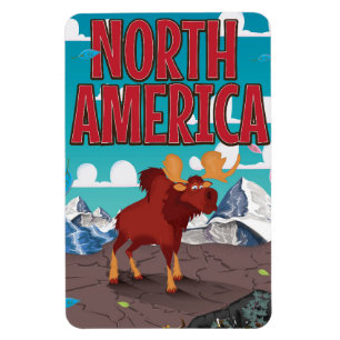 Nordamerika Cartoon Reiseplakatkunst. Magnet