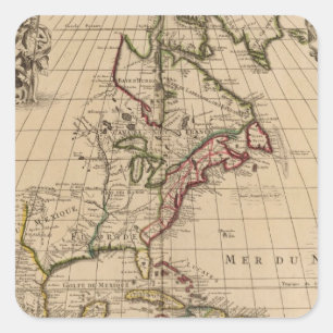 Nordamerika-Karte 2 Quadratischer Aufkleber