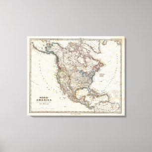 Nordamerika-Karte durch Stieler Leinwanddruck