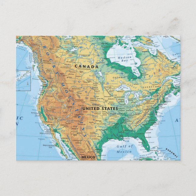 Nordamerika-Karte Postkarte (Vorderseite)