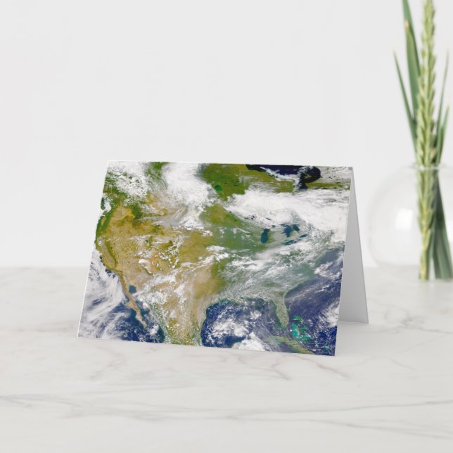 Nordamerika mit Rauch an Orten sichtbar. Karte (Vorderseite)