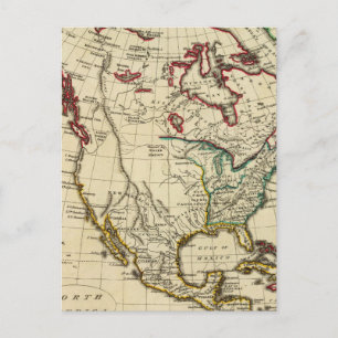 Nordamerika mit umrissenen Grenzen Postkarte