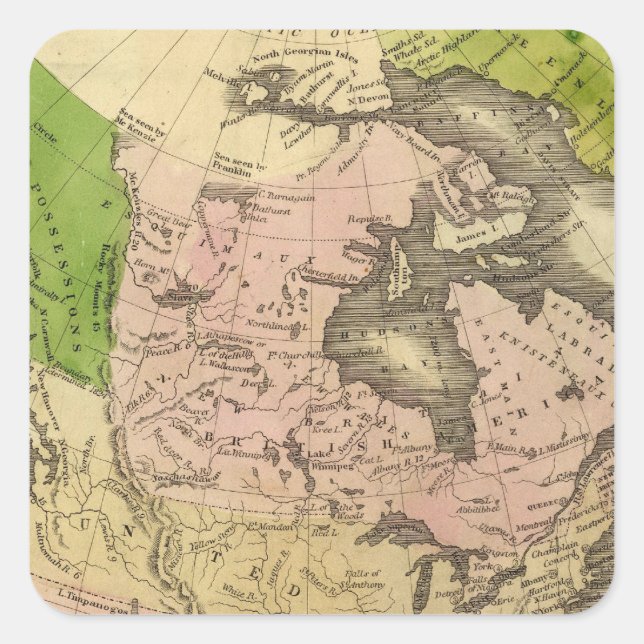 Nordamerika Olney Map Quadratischer Aufkleber (Vorderseite)