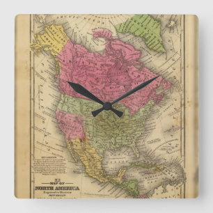 Nordamerika. Quadratische Wanduhr