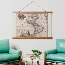 Nordamerika Selten ganz Neue Welt Wandteppich Mit Holzrahmen